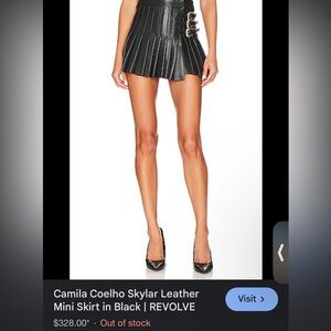 Camila Coelho Black Leather Mini Skirt